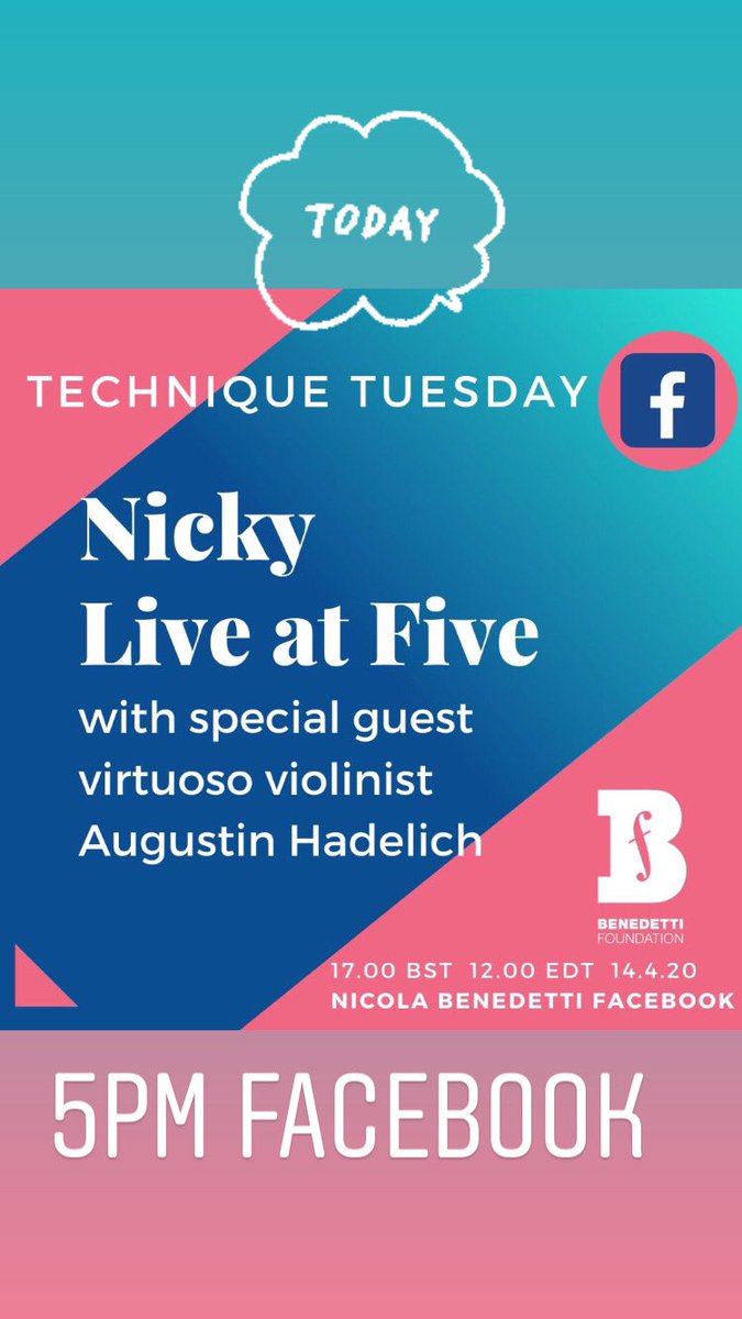 Join me at 5pm BST on Facebook for this week’s violin technique chat. We’ll be joined by a special guest, virtuoso violinist Augustin Hadelich. Any technique questions for us, post them below. See you soon! 🎻🤩#stayhome #withnicky #facebooklive
