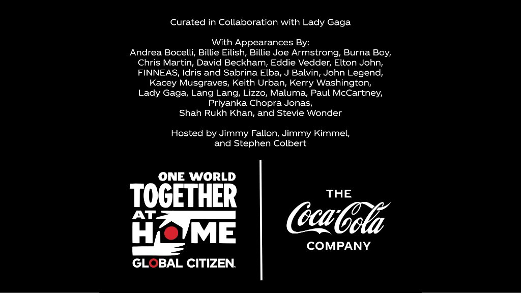 Proudly partnering with <a href="/GlblCtzn/">Global Citizen ⭕</a> for One World: #TogetherAtHome to honor front line heroes and organizations working on #COVID-19 relief efforts. Join this historical global event on April 18. Learn more: CokeURL.com/92z6y