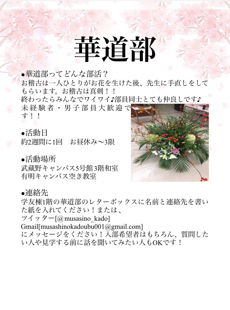 武蔵野大学 華道部 休部中 Musasino Kado Twitter
