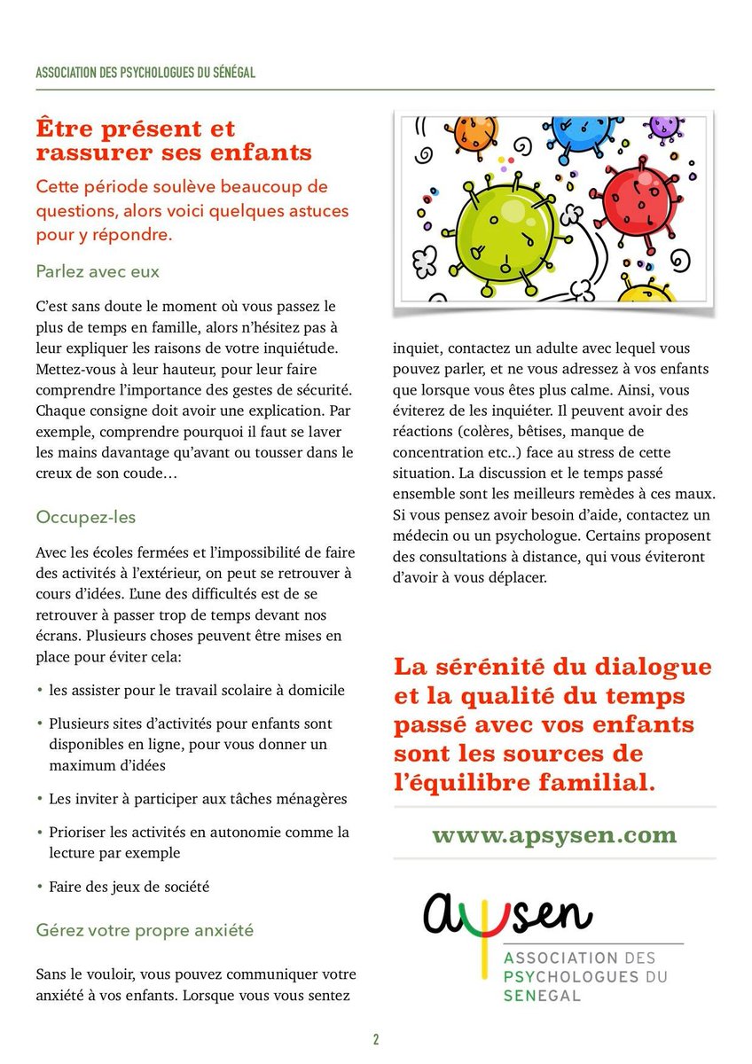 apsysenegal's tweet photo. Quelques conseils adressés aux familles pour traverser cette période difficile.

#COVID19 #COVIDー19 

#MentalHealth https://t.co/gI75NB01rQ