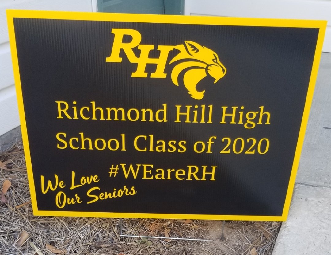 Thank you to everyone who helped coordinate these signs for our seniors.  Delivering now. #WeareRH #deliveryboy
