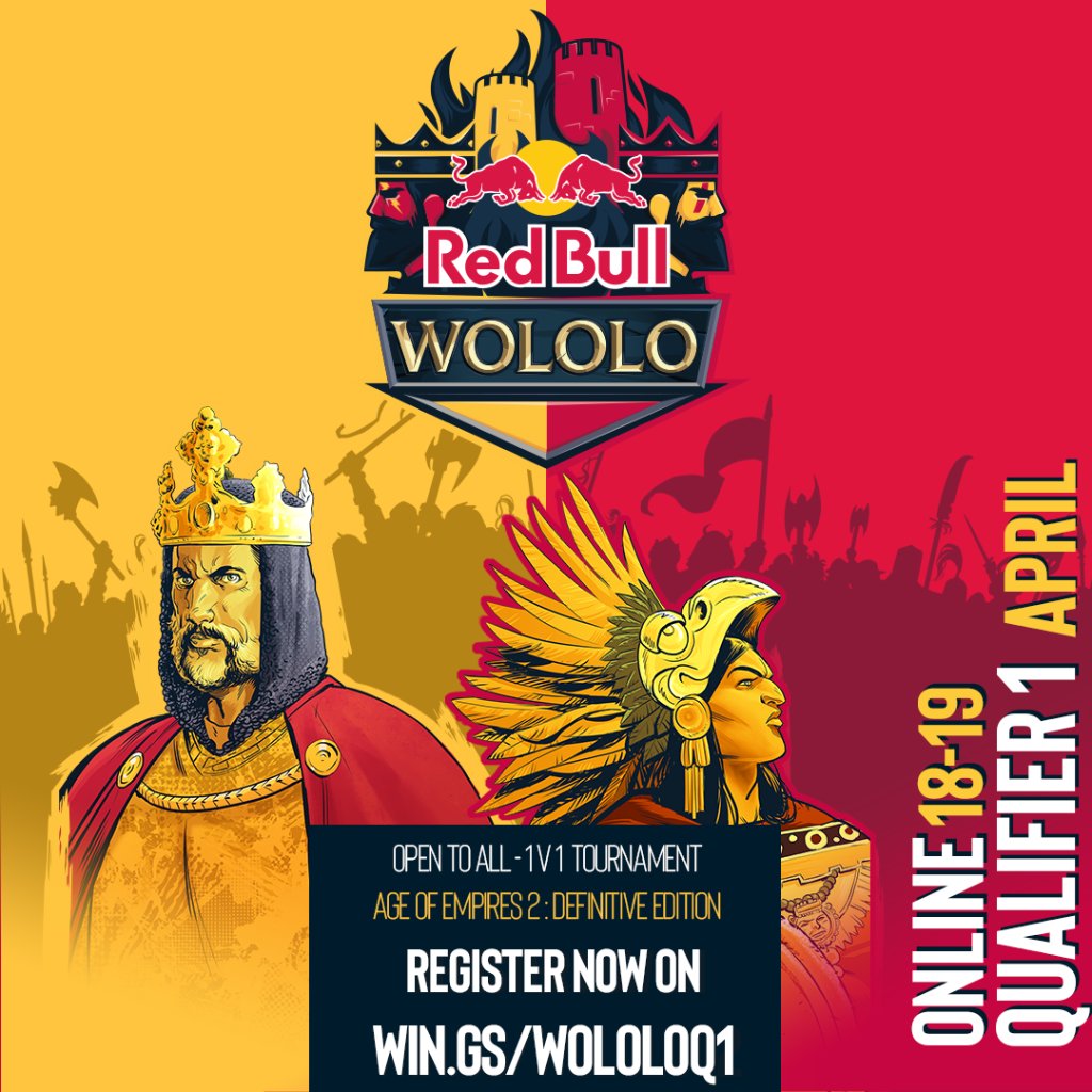 AgeOfEmpires's tweet photo. ⚔️ PREPARE YOURSELVES, AGE FANS! We've teamed up with @Redbullgaming for an Age of Empires II: Definitive Edition 1v1 tournament. Open to all! ⚔️ 

🔴 Qualifier 1: https://t.co/pLQsibdH4F
🔴 Qualifier 2: https://t.co/Fy2Mw1cTyX https://t.co/pKQID2PPJh