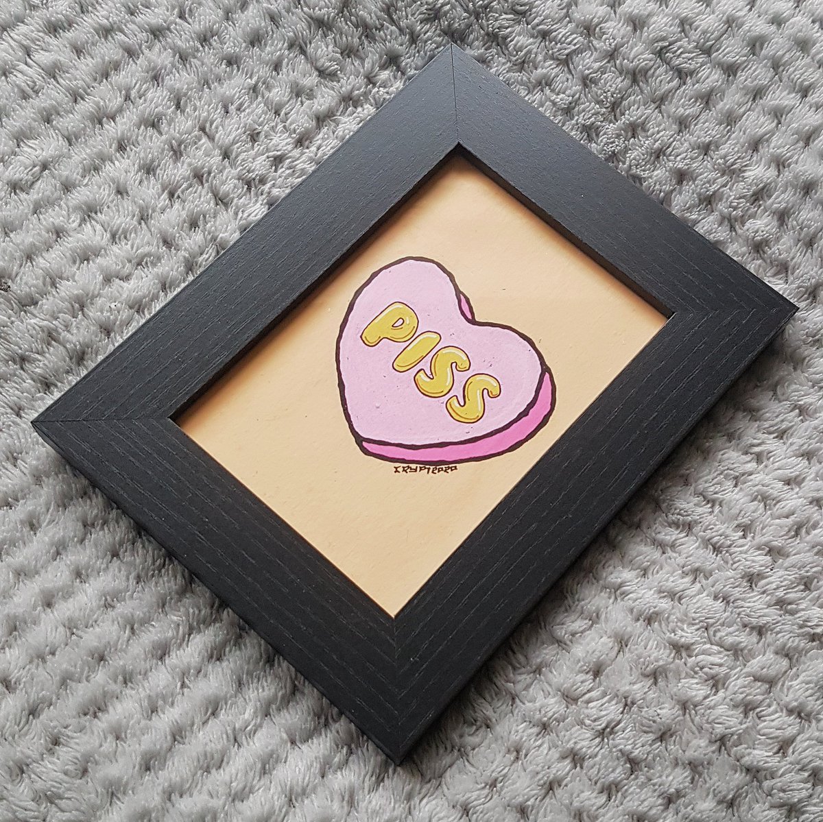 love hearts (a6)only "piss" is still available but i can recreate them or make a custom phrase of colour scheme for £20 each