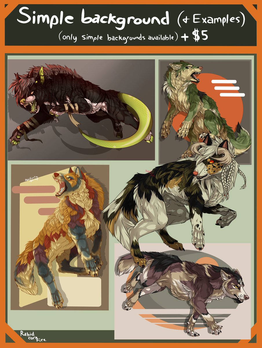 RabidCornFire's tweet photo. All finished with my feral commission sheet 🐺 I appreciate retweets as always 💖 
#ArtistOnTwitter #digitalart #commissionsopen #wolf #feral https://t.co/IoC98fIjqX