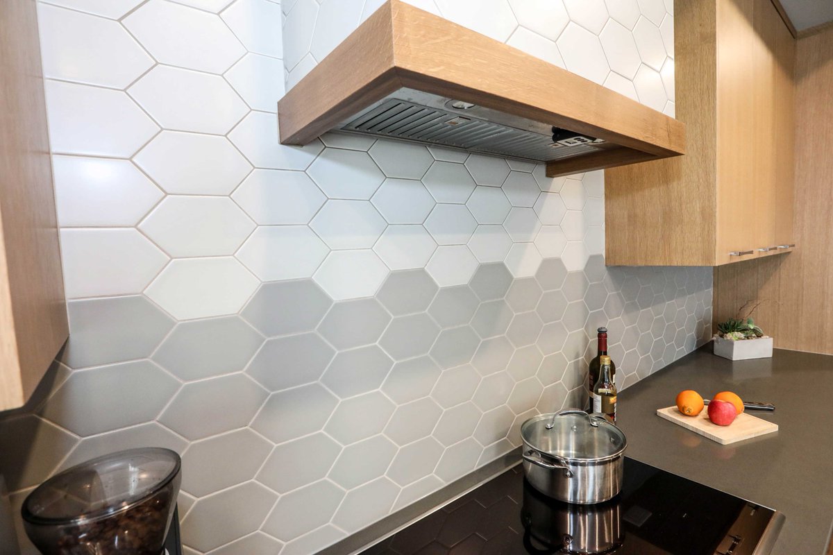 A great look at the tilework in this wonderful kitchen renovation.