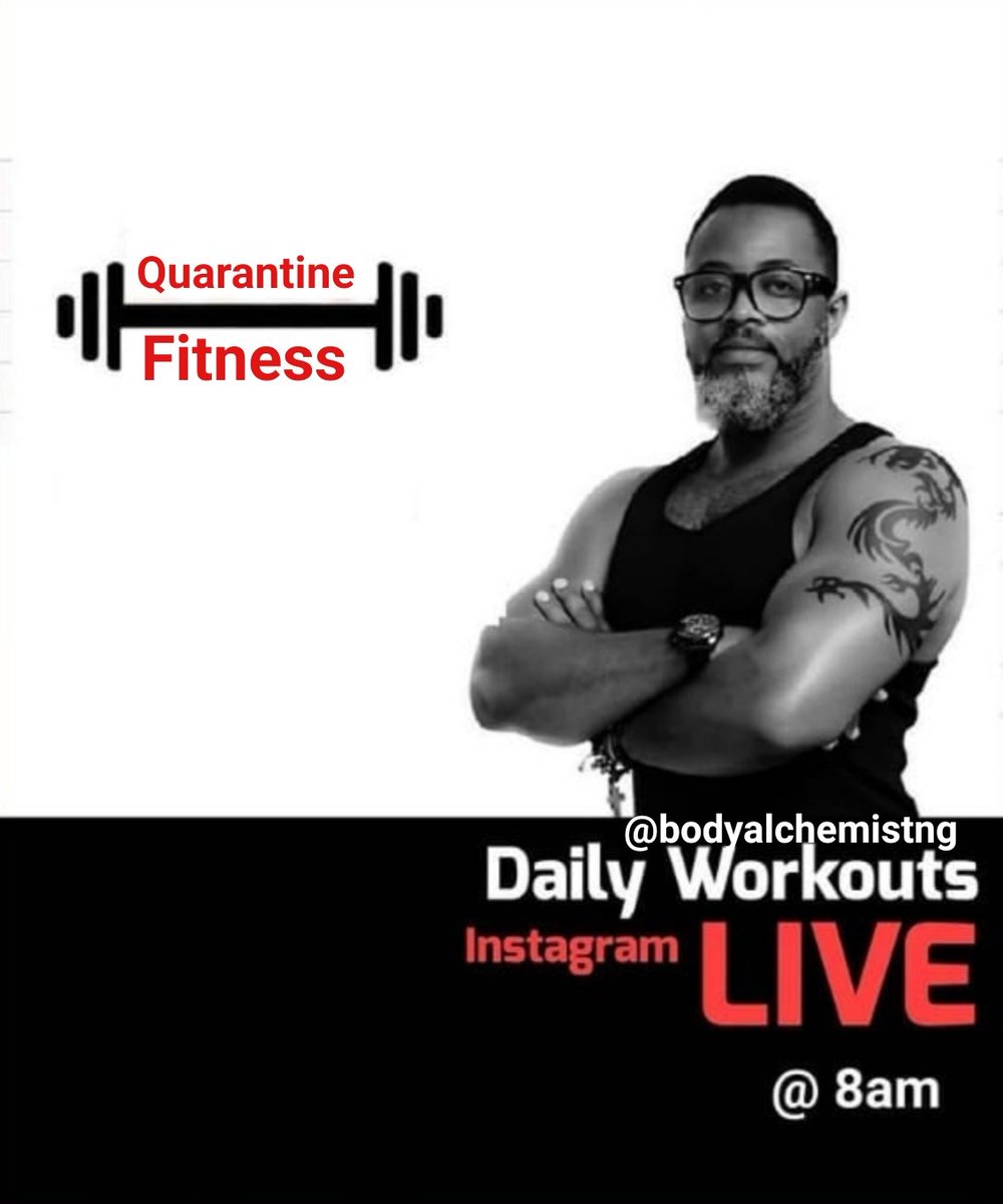 dbodyalchemist's tweet photo. It's official. You can join me for the next two weeks on Instagram live and exercise for 20mins.
It's free. It's fun. Most importantly, it'll build up your immunity in the fight against COVID-19.
My Instagram page is @bodyalchemistng
Be Well. 
#exercise #fitness  #immunebooster https://t.co/fPGbn1nd5r