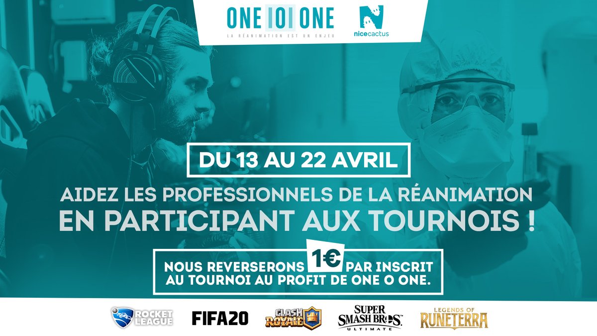 ScoreAgencies's tweet photo. En cette période de crise du Covid 19 soutiens la réanimation.  Inscris-toi aux tournois organisés par @nicecactusFR. Chaque participation à un tournoi = 1 euro reversé pour @101fund. Le 15 avril à 19h Fifa 2020 sur https://t.co/NF3vWCwBC8
#PlayApartTogether #playforlife https://t.co/N5ySmaxDig