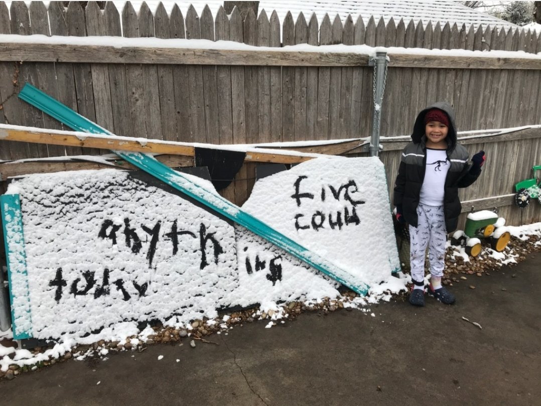 kelli_321's tweet photo. #CISDRocks @Crestview2 
When it snows in April, you have fun with your sight words outside in the snow! Making the best out of learning at home! #1stgrade #babyeagles 🦅 https://t.co/LdVeuJYgZG