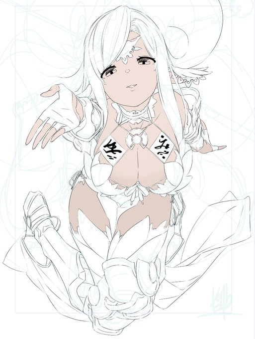 我慢できずに肌色だけ乗せた(`、3_ヽ)_ 線画はまだ終わっていないのに 