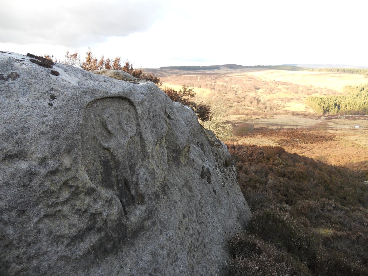 8/12 Our first site is the engraving of Cocidius, situated at Yardhope on a ridge providing wide views over the Range. Cocidius is a native Romano-British god of war. The engraving was discovered in the 1980s and is one of the best of all the Cocidius carvings in the N of England