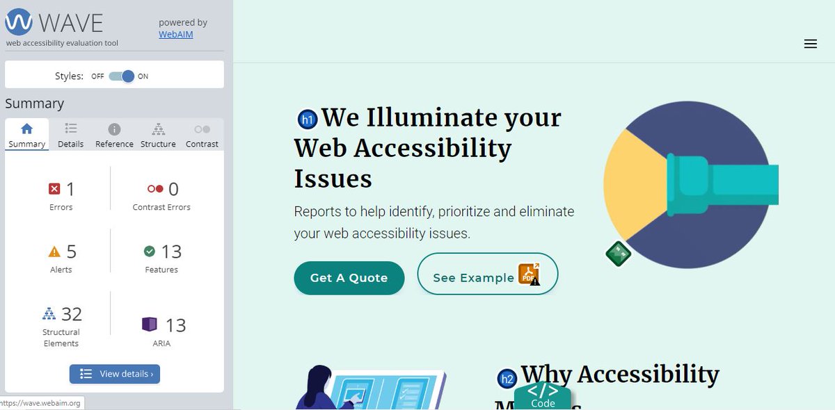 wpalways's tweet photo. Keep those #WAVE errors, contrast and alert numbers low. Federal Prosecutors use this tool extensively. #Accessibiity #WCAG
https://t.co/9tEEJoIusu https://t.co/0HpkpfBf16