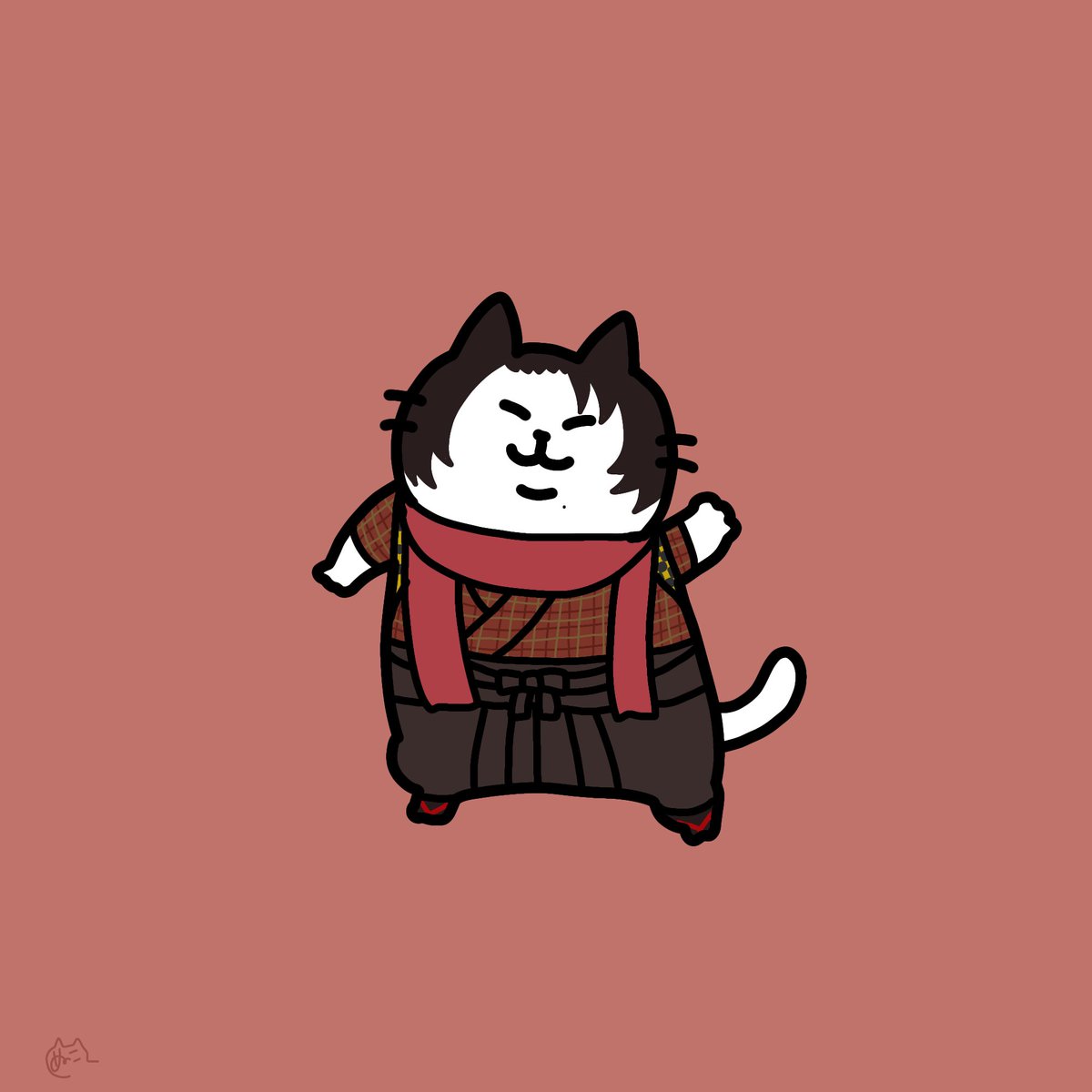 no humans scarf cat simple background japanese clothes solo red scarf  illustration images