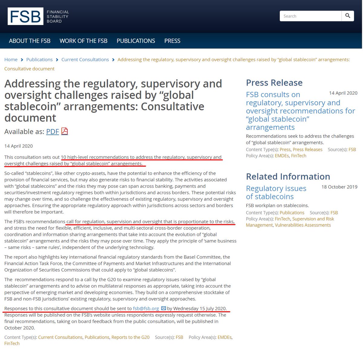 Stop thinking like sheep and start thinking for yourselfSubject: The consultative FSB report on global stablecoins (GSC's) that everyone claims "will ban stablecoins"It contains 10 high level recommendations calling for regulations, supervision and oversight1/