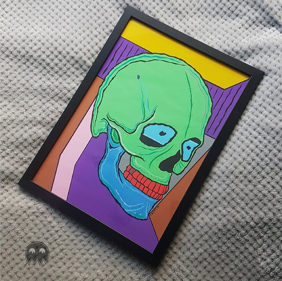 revamp (a3)a revisit to an old painting i made, adapted to my newer jaggy style https://robcryptx.bigcartel.com/product/revamp-jaggy-skull-painting-a3