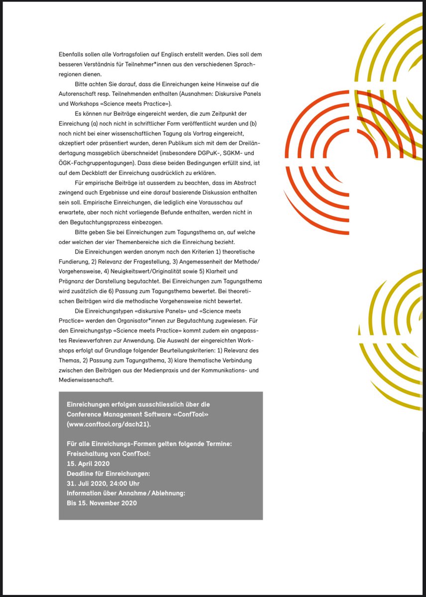 dach_21's tweet photo. „#Kommunikation #(R)Evolution. Zum #Wandel der Kommunikation in der #digitalen #Gesellschaft“: Einreichungen für #Vorträge, Panels, offene #Panels, Praktiker- &amp; diskursive Formate zur #DACH21 in #Zürich ab morgen unter https://t.co/oaaz5n6SVE möglich. Deadline: 31. Juli 2020 https://t.co/r4XKOJGvte