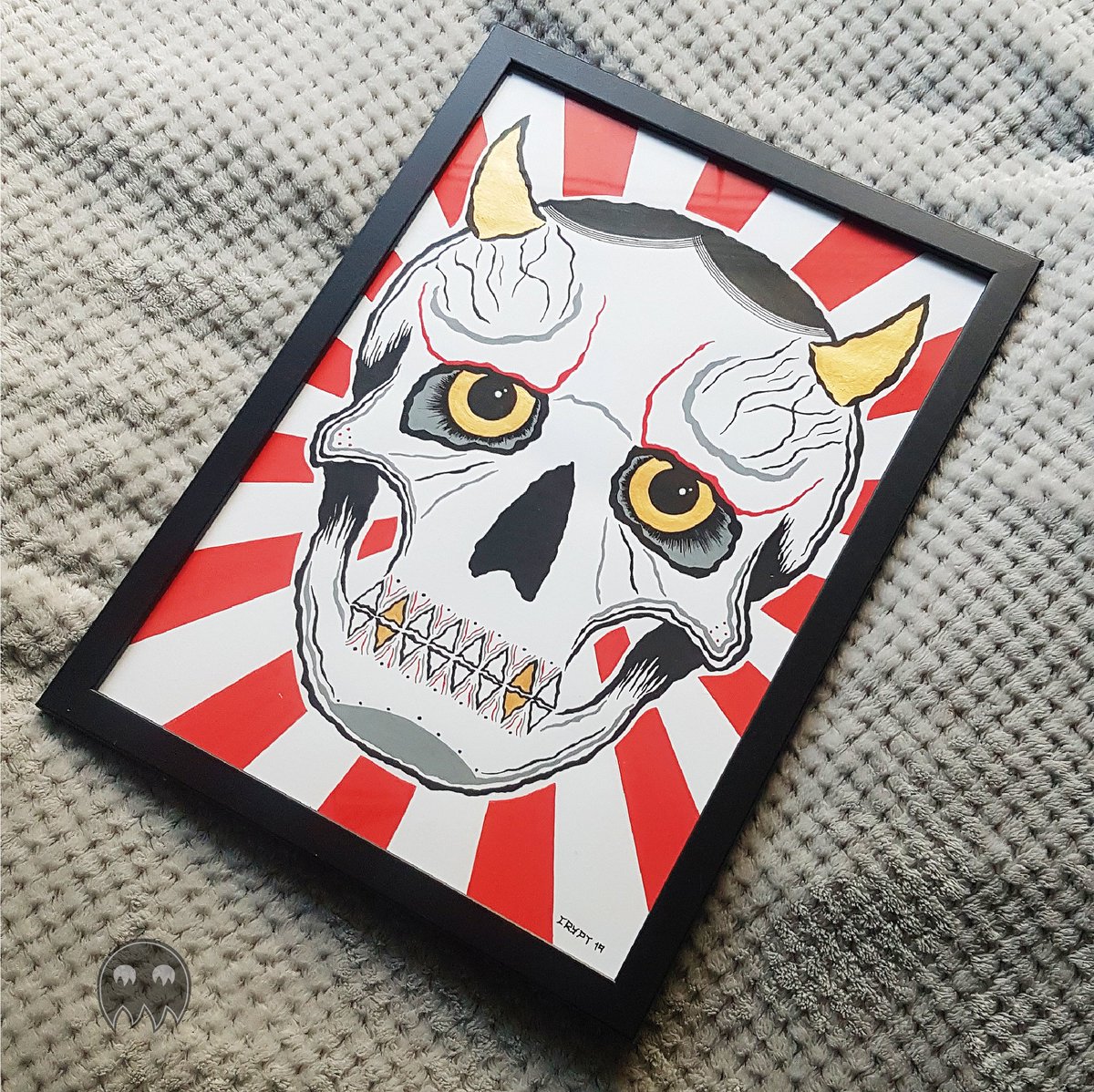 hannya (a3)made with posca markers and gold acrylic paint (it's dried like a foil print, the shine is ridiculous) https://robcryptx.bigcartel.com/product/hannya-jaggy-skull-painting-a3