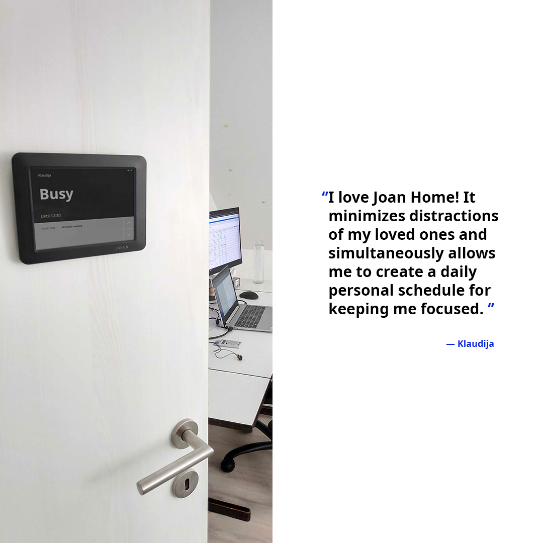 Klaudija is focused and productive while working from home. Be like Klaudija, get Joan Home. #WFH #wfhlife