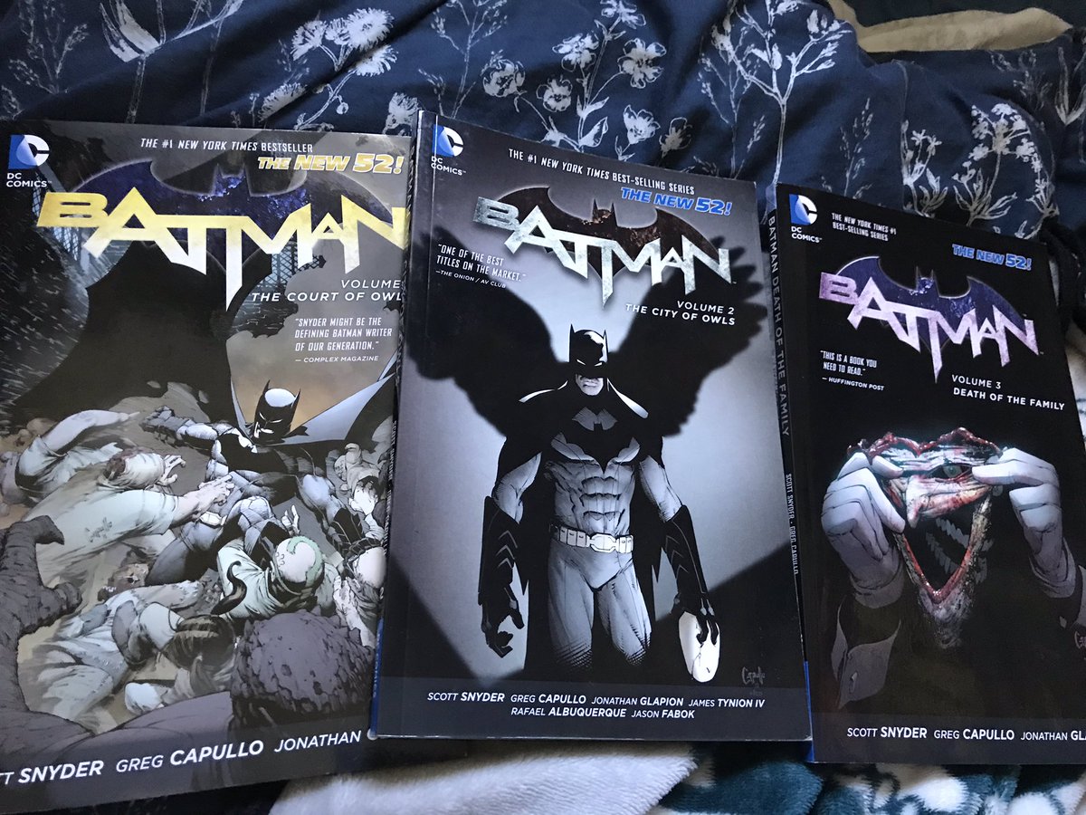 Don’t know how dedicated I’m going to be to this thread, although I’ll definitely still be reading. I recently, however, read these 3 Batman books by Scott Snyder and damn. This shit is A++ tier. Court of Owls is fantastic from start to finish.