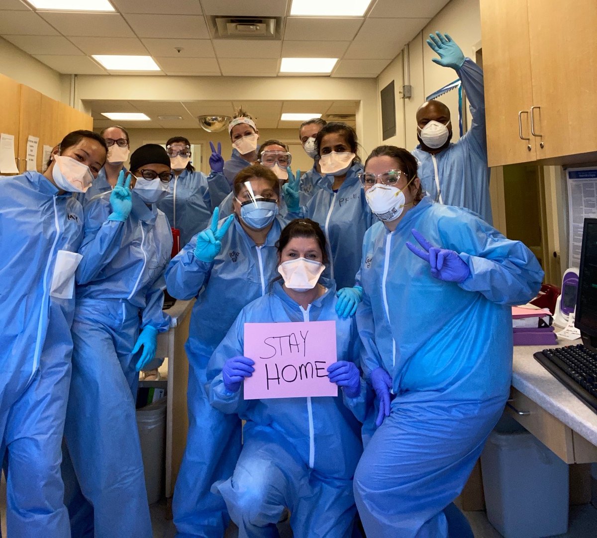 Photo is of Ramapo nursing alumna Caitlin Burke McGonigle ’09 and her colleagues at The Valley Hospital in Ridgewood, N.J. (in blue scrubs, she is front row right)