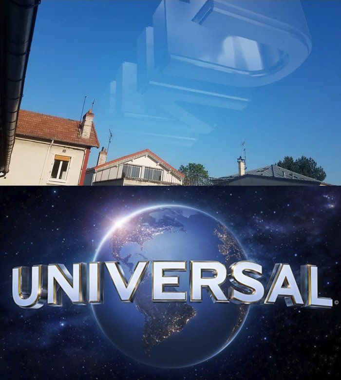 Rhymeslive's tweet photo. Небо из-за карантина настолько очистилось, что стал виден логотип Universal https://t.co/YTjSjYV6gg