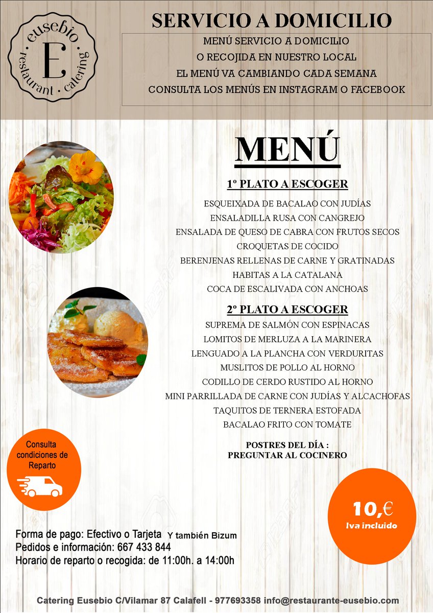 Alguns restaurants del municipi ofereixen servei de càtering a domicili durant el confinament per l'emergència sanitària. Són Petit Bistrô Segur- Càtering i Càtering Eusebio. Aquí en teniu els menús.