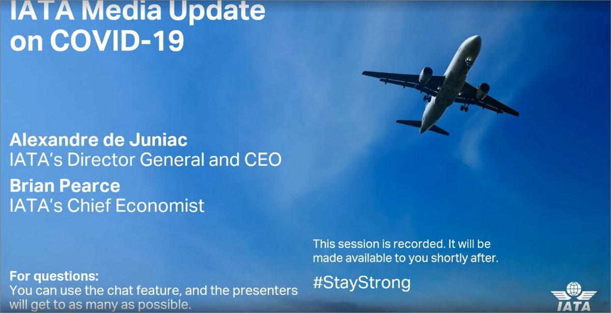The  @IATA  #COVID19 briefing for 14 April 2020 is now kicking off.