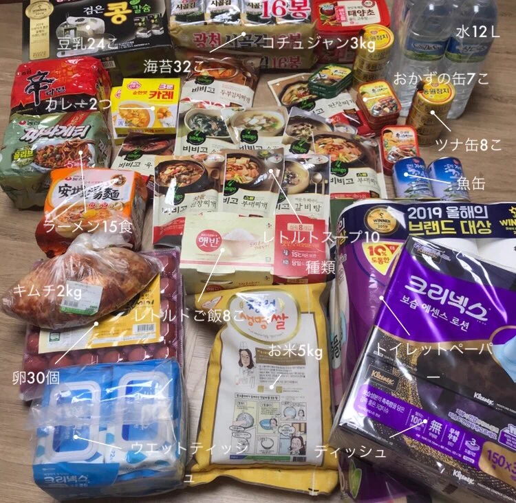 韓国での物資支給・こういうのが一番助かる！！感動！！自宅自粛中！！