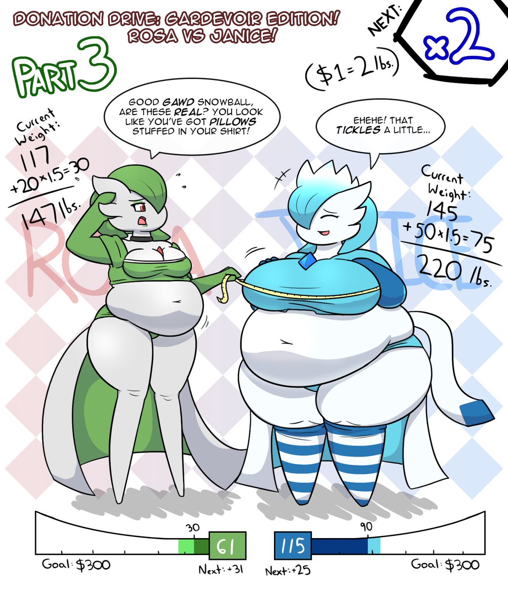 Donation Drive: Rosa VS Janice! - Part 3
Janice's boobs are so big now, Rosa can't help but measure them. Too bad for Rosa, she tends to gain in her bottom half rather than her top. But that may change!

Donate here: paypal.com/paypalme2/tgno…

Rosa belongs to <a href="/Fan777Zelda/">ZeldaFan777 🔞</a>