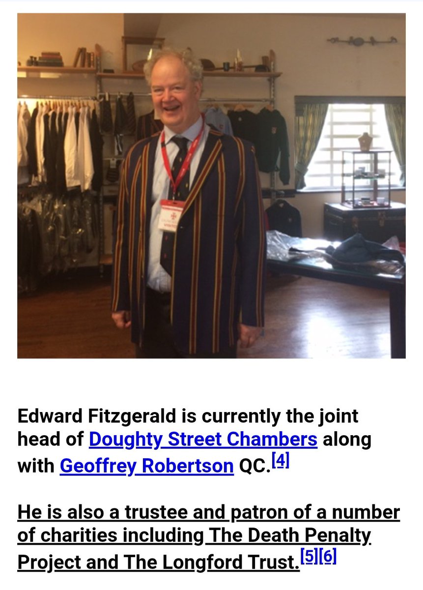 But let's return fleet of foot to Doughty Street, where Edward Fitzgerald, dubbed the Devil's Advocate, is currently joint head with Geoffrey Robertson. Fitzgerald, whose wife is Lord Porn's granddaughter, is a trustee of the Death Penalty Project, where Starmer is director.
