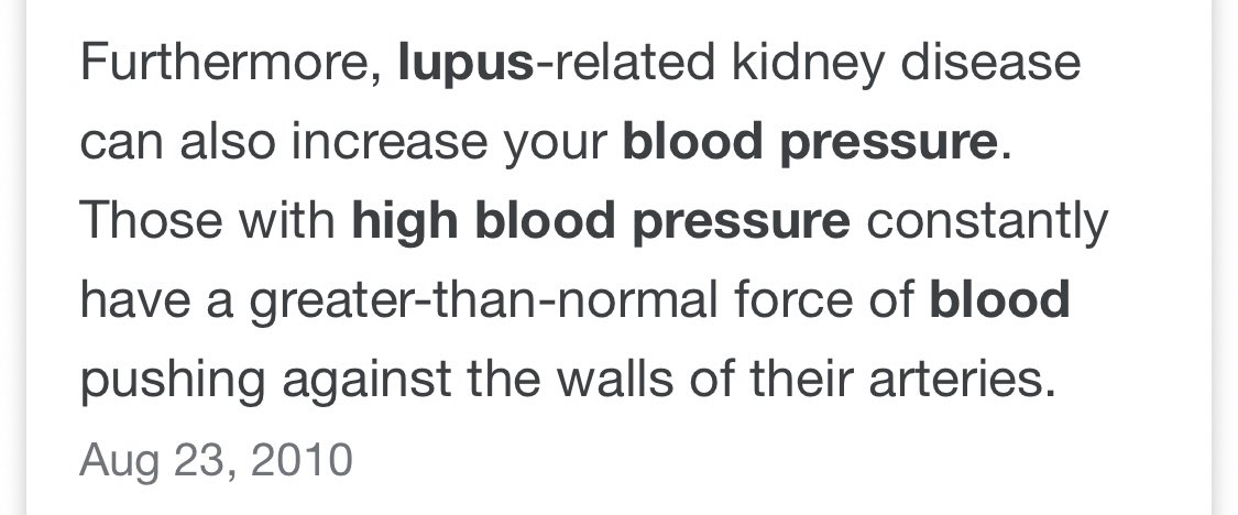 To better understand lupus related kidney disease & high blood pressure, I’ve added the following. In a nut shell, lupus can cause kidney damage, which can cause high blood pressure, which can cause more kidney damage, which can result in needing a new kidney, like Selena’s case.