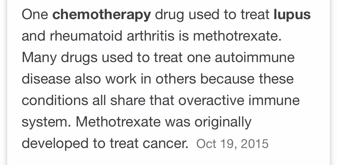 And for those of you wondering about the use of chemotherapy, yes it can be used to treat lupus as well.