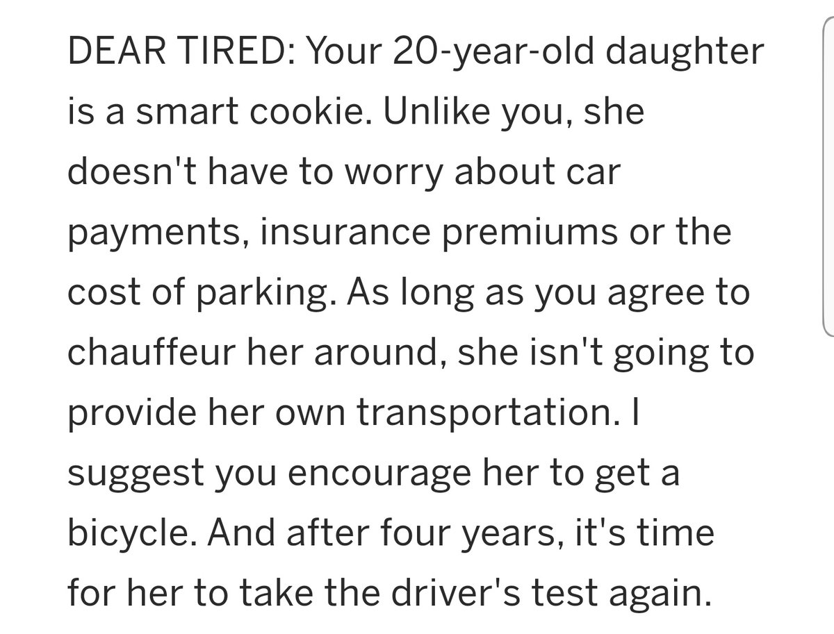 HOT TAKE: maybe your daughter isn't strategically using you for your chauffeur service, maybe she has some sort of REAL ISSUE with driving. Like IDK anxiety which I know know is a big part of my desire not to drive!