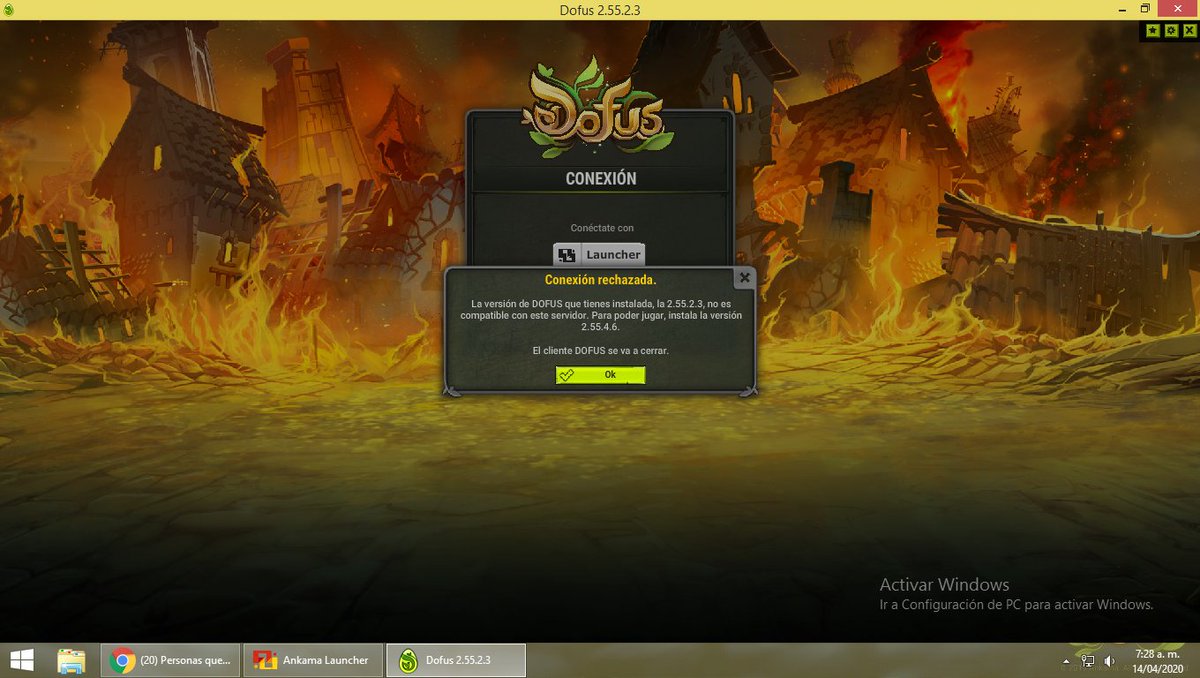 Heingalt's tweet photo. @ES_DOFUS pide actualizar versíon, lo descargue de nuevo y el error sigue. https://t.co/Qr5tbGFbAZ