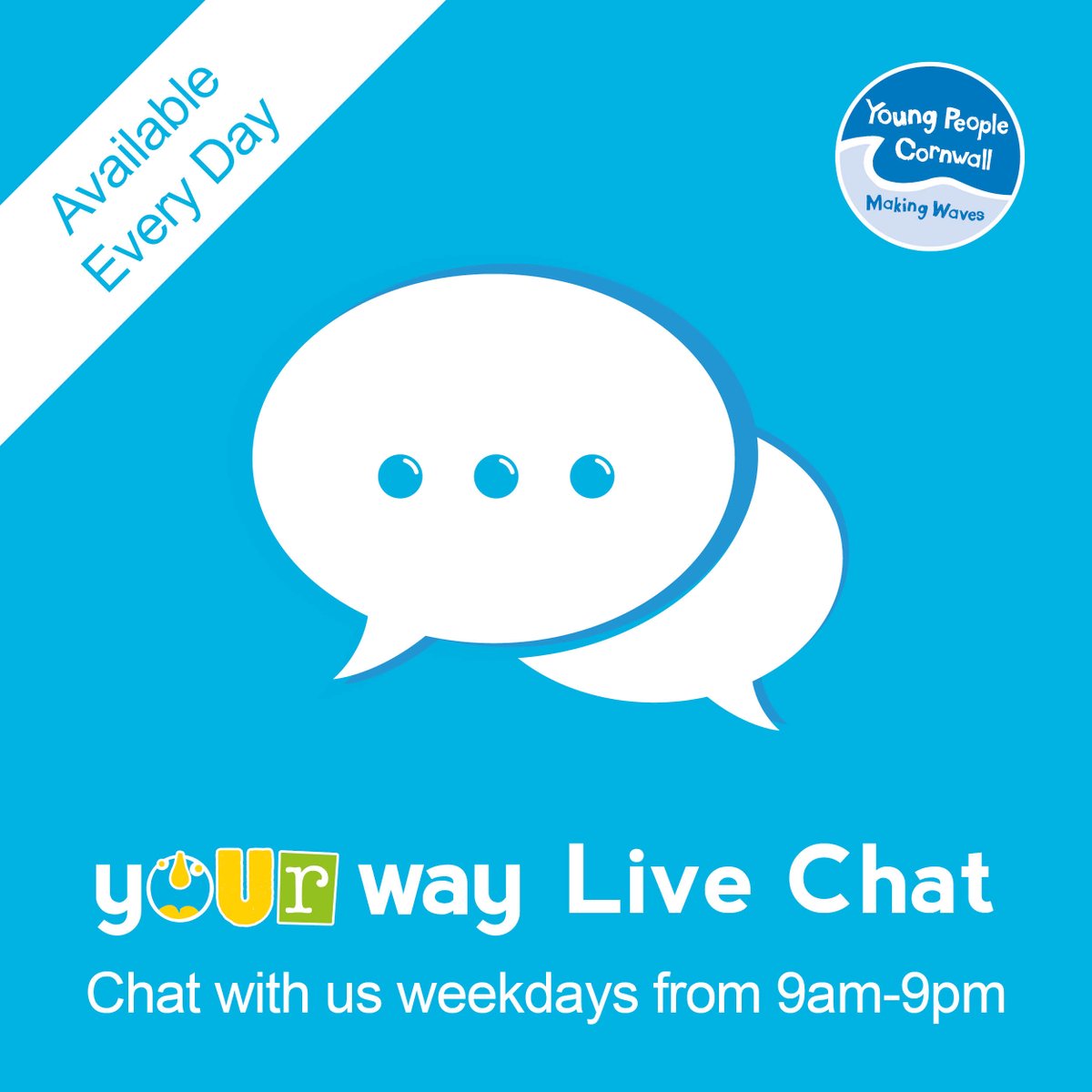 yourwayyouth's tweet photo. Due to National guidance around COVID-19 (Corona Virus) our service is operating a reduced service. However, we have temporarily extended (until further notice). You can now talk to a member of our team every day from 9am to 9pm via: https://t.co/G1vkcRhMPH

@YPCmakingwaves https://t.co/yaxDAlkABK