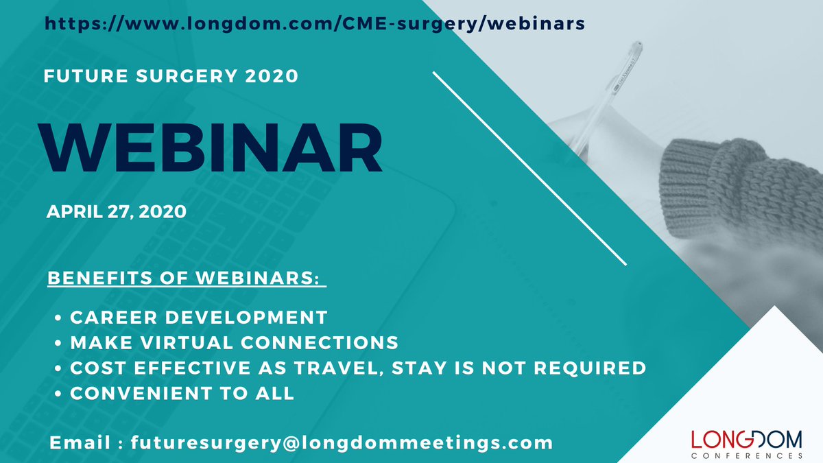 Join the webinars organized by us and let the world know about your research and innovation.
kindly mail us : futuresurgery@longdommeetings.com
Reach us through whatsapp: +32466903217
#surgery #webinar