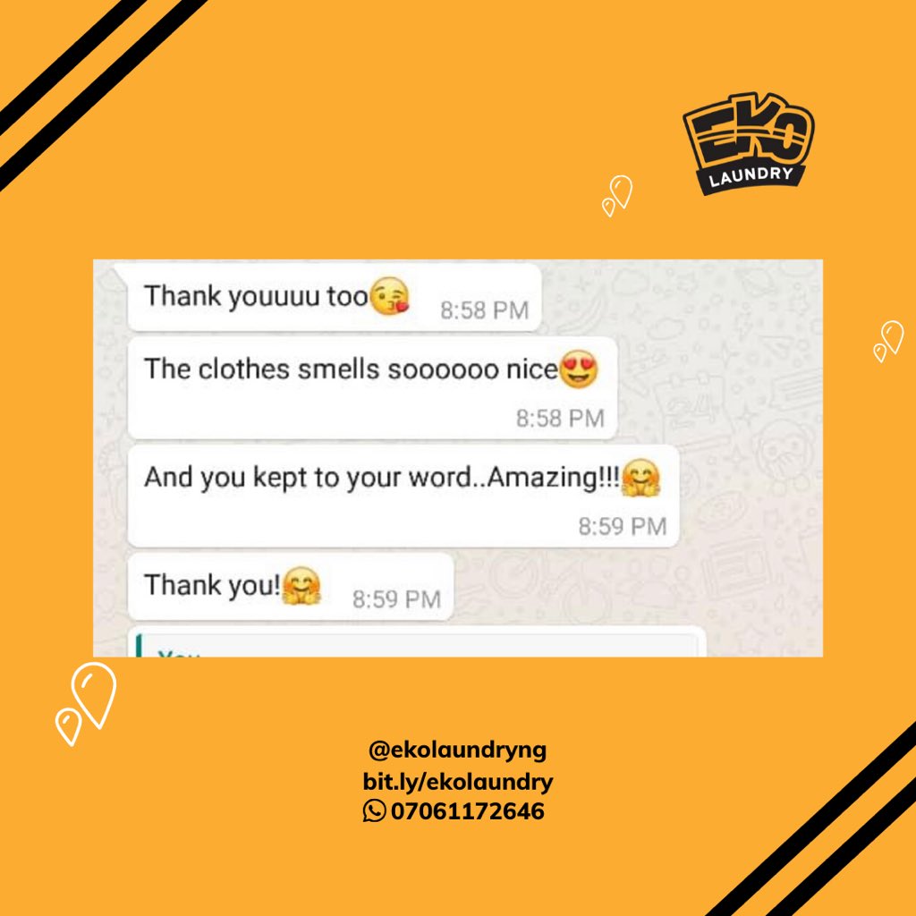 Ekolaundryng's tweet photo. We absolutely loveee reviews!
This is what you get when you wash with Eko Laundry.
We know exactly how to treat your clothes and we always keep our word.
Send us a DM to order a wash today!
#EkoHack #LaundryHacks #EkoLaundry #LaundryServiceinLagos #Laundry #LaundryinLagos https://t.co/kzQ4k7rJbO