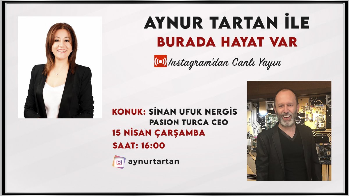 Sinan Ufuk Nergis, 15 Nisan Çarşamba günü saat 16:00’da Aynur Tartan  ile ‘Burada Hayat Var’da Instagram’da canlı yayında!

#evdekaliyorum #evdekal #evdekeyfimyerinde #InstagramLive #pasionturca