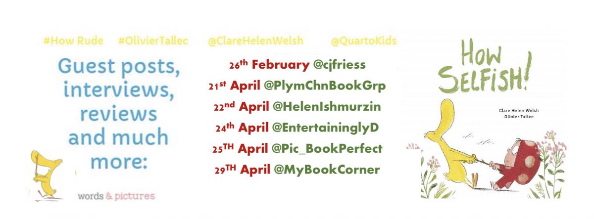 ClareHelenWelsh's tweet image. Hoooray! This time next week the #HowSelfish blog tour will be in full swing! 🦆👧🏻 🌳 @QuartoKids #OlivierTallec @cjfriess @PlymChnBookGrp @HelenIshmurzin @EntertaininglyD @Pic_BookPerfect @MyBookCorner