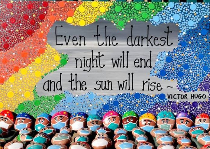 Even the darkest night will end, and the sun will rise.  Victor Hugo  #quote.   Art by Joanna Simmons, Guernsey