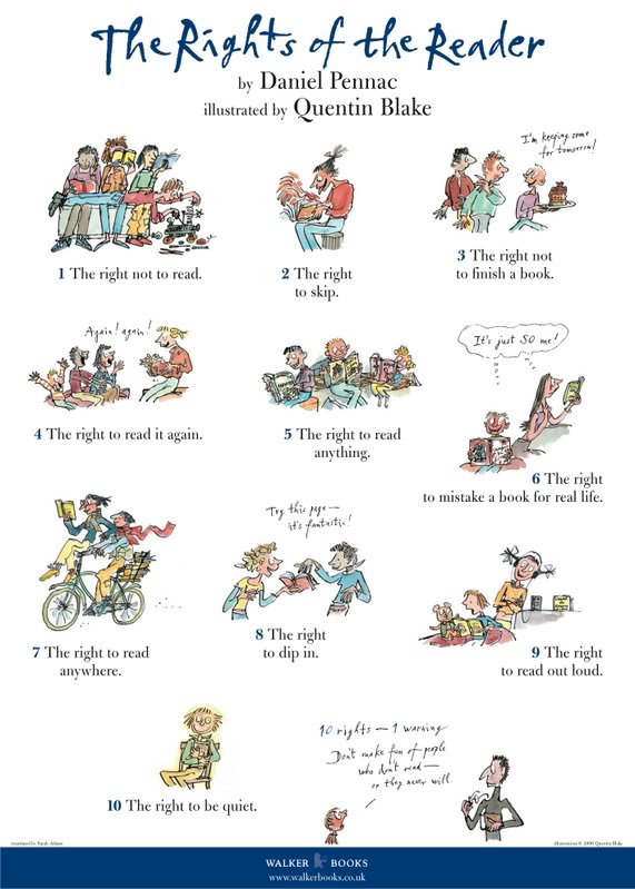 We have this poster on our office wall and refer to is often. A great reminder that we're all different and engage with reading in different ways. (143/n)