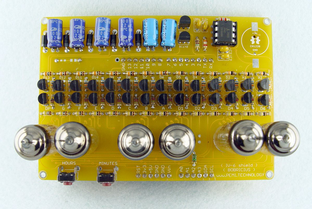 bobricius's tweet photo. My next project #PCBWay3rdPCBDesignContest Arduino IV6-tubes clock shield based on amazing AXIRIS project, enhanced to 6 digits, DS3231 and better components layout https://t.co/p9xLmAMzqn https://t.co/Jds5syNZUp