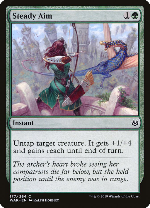 DailyMTGcards's tweet photo. Card name: #SteadyAim
Card type: Instant
Edition: War of the Spark (WAR) Nº 177
#MTG #MagictheGathering #MTGArena #EDH https://t.co/AhAqs5fZ93
