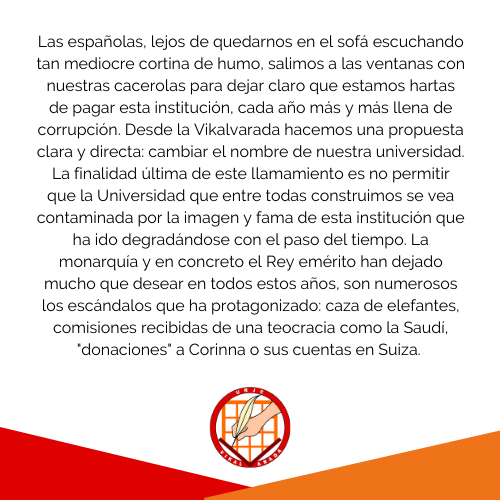 EeM_URJC's tweet photo. Comunicado oficial de la Vikalvarada.¡CAMBIEMOS EL NOMBRE DE LA UNIVERSIDAD! 💪
#cambiemoselnombre 
#diadelarepublica #14abril https://t.co/6ZjmApgvbH