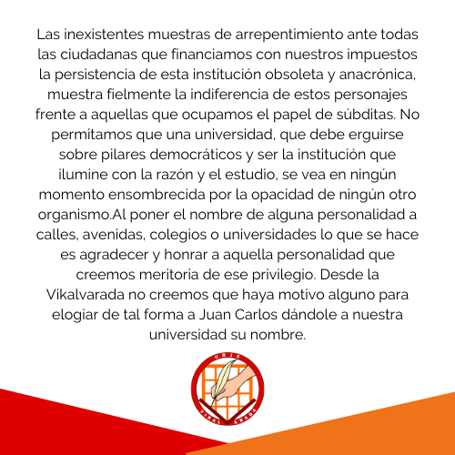 EeM_URJC's tweet photo. Comunicado oficial de la Vikalvarada.¡CAMBIEMOS EL NOMBRE DE LA UNIVERSIDAD! 💪
#cambiemoselnombre 
#diadelarepublica #14abril https://t.co/6ZjmApgvbH
