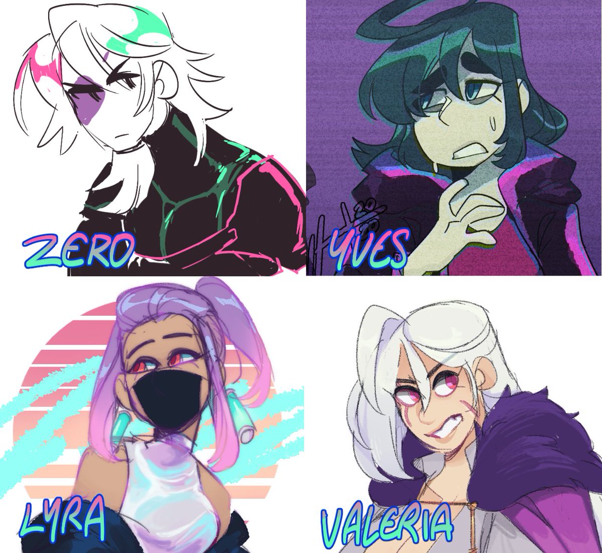 if i did the six outfits thing which oc should i do lmao i cant pick
(poll below)
(valeria's in a fantasy universe wheras the other three are from the same story fyi) 