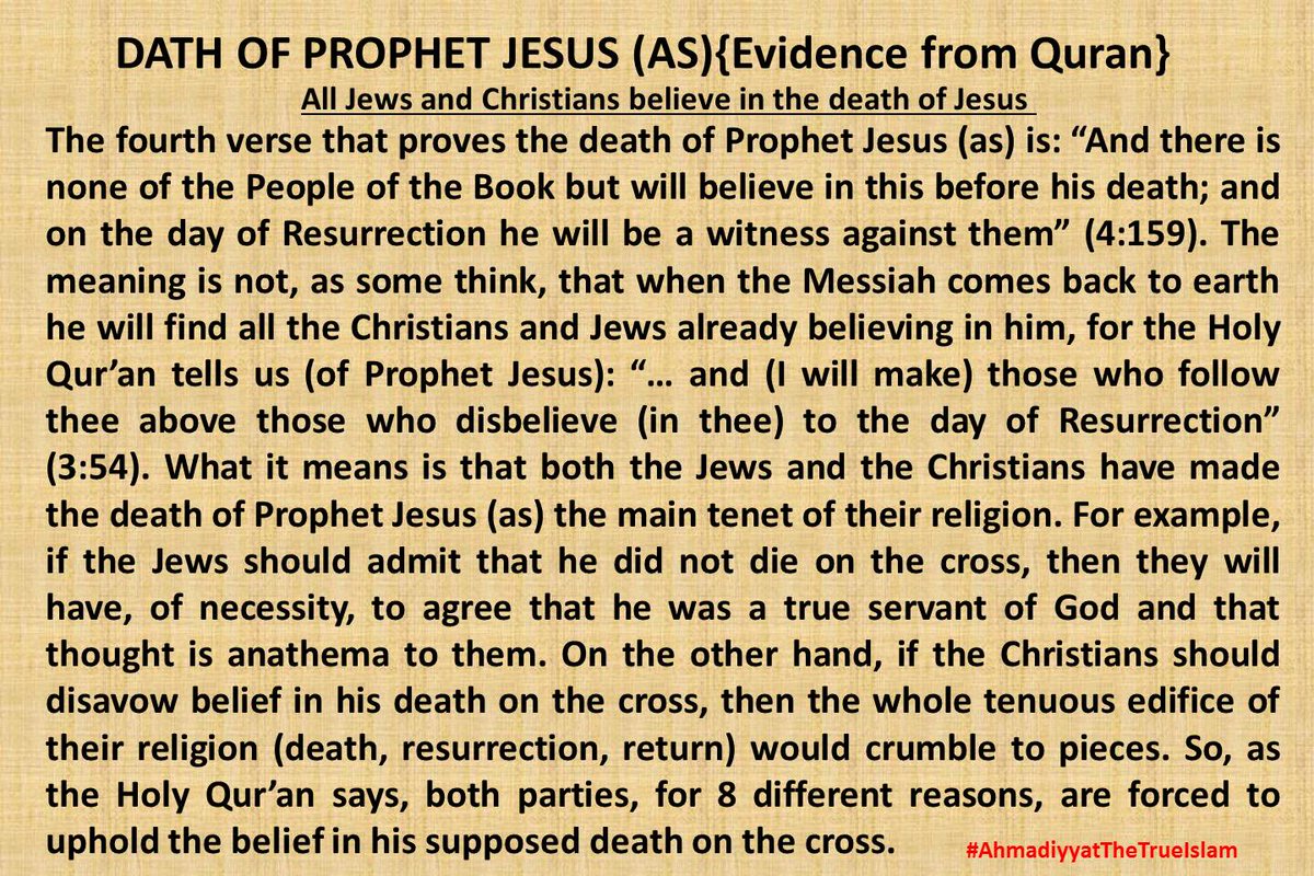 4 /30 verses / DEATH OF JESUS evidence from QURAN