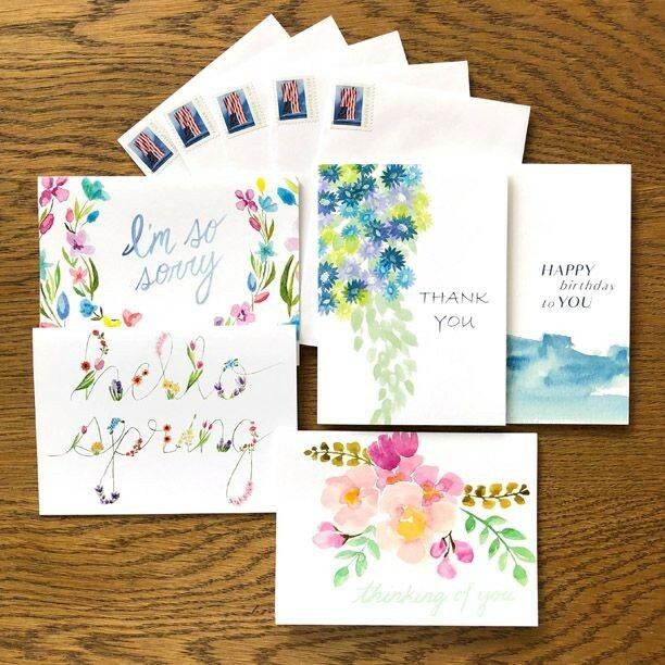 CafeNotesCo's tweet photo. Did you see the new collections that include stamps? I figured getting to the post office for stamps might be a big deterrent to sending mail these days, so why not bring the stamps to you? For $13.50 you get 5 cards and 5 stamped envelopes (psst you als… https://t.co/OFHlSsZ71D https://t.co/z3xCnpC8aR