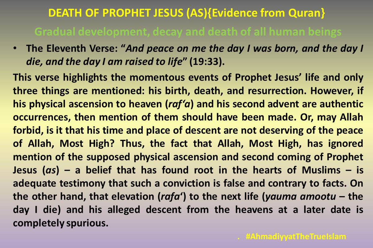 11 /30 verses / DEATH OF JESUS evidence from QURAN