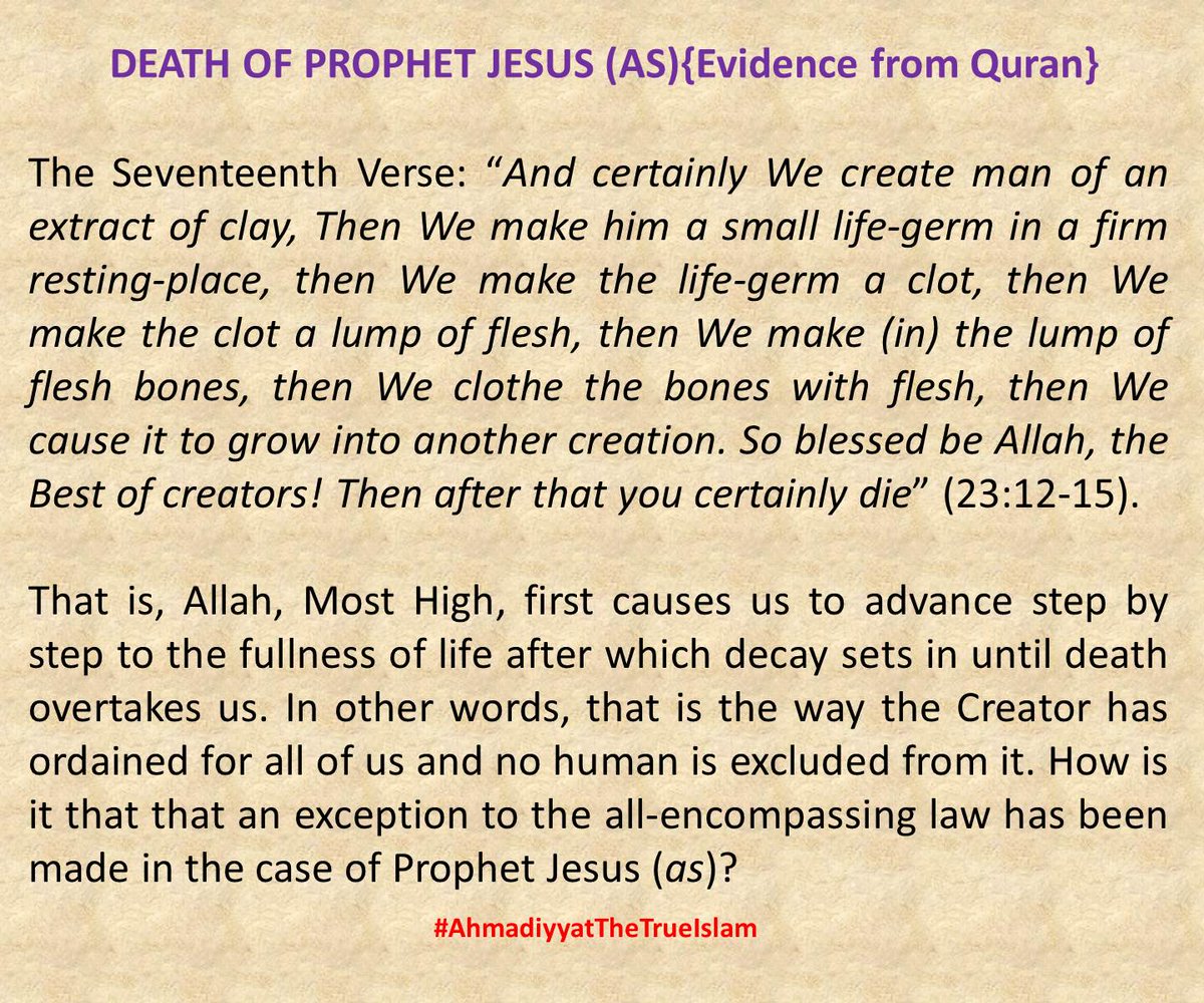 17 /30 verses / DEATH OF JESUS evidence from QURAN