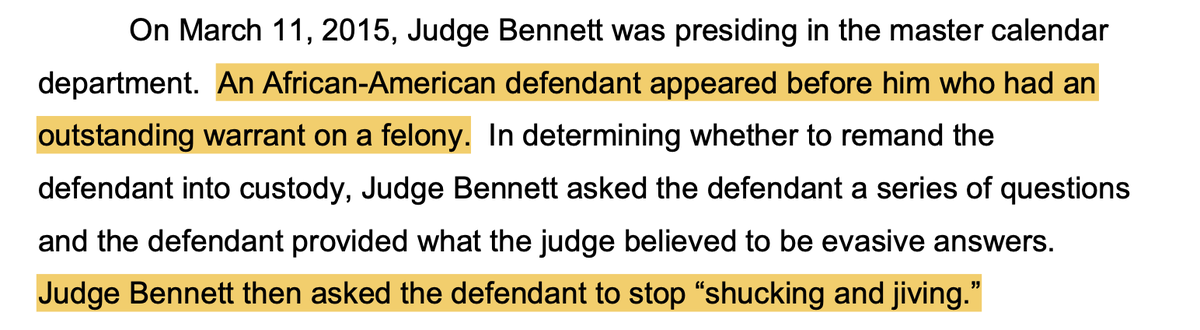 A judicial  #legalethics  thread - this judge is a total prick edition. 1/ First off, asking a black defendant to stop "shucking and jiving" in Court.